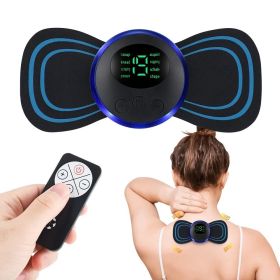 EMS Mini Neck Massager, Lymphatic Drainage Massager, Portable Mini Back Massage Device For Neck Shoulder Back Waist, Remote Control With 8 Modes 19 Le