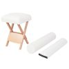 Folding Massage Stool with 4.7" Thick Seat & 2 Bolsters White