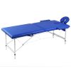 Blue Foldable Massage Table 2 Zones with Aluminum Frame