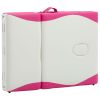 4-Zone Foldable Massage Table Aluminum White and Pink