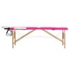 Foldable Massage Table 2 Zones Wood White and Pink