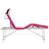 4-Zone Foldable Massage Table Aluminum White and Pink