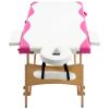 Foldable Massage Table 2 Zones Wood White and Pink