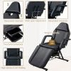 Massage Salon Tattoo Chair with Two Trays Esthetician Bed with Hydraulic Stool, Multi-Purpose 3-Section Facial Bed Table