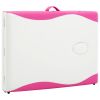 Foldable Massage Table 2 Zones Wood White and Pink