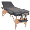 3-Zone Folding Massage Table and Stool Set 3.9" Thick Black