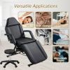 Massage Salon Tattoo Chair with Two Trays Esthetician Bed with Hydraulic Stool, Multi-Purpose 3-Section Facial Bed Table