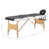 Foldable Massage Table 4 Zones Wood Black and White