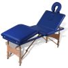 Blue Foldable Massage Table 4 Zones with Wooden Frame