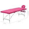 Foldable Massage Table 4 Zones Aluminum Pink