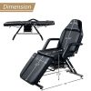 Massage Salon Tattoo Chair with Two Trays Esthetician Bed with Hydraulic Stool, Multi-Purpose 3-Section Facial Bed Table