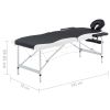 2-Zone Foldable Massage Table Aluminum Black and White