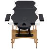 Foldable Massage Table 2 Zones Wood Black and White