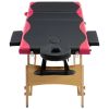 Foldable Massage Table 3 Zones Wood Black and Pink