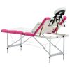 4-Zone Foldable Massage Table Aluminum White and Pink