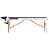 Foldable Massage Table 3 Zones Wood Black and White