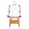 Foldable Massage Table 4 Zones Wood White and Pink