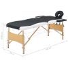 Foldable Massage Table 2 Zones Wood Black and White