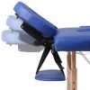 Blue Foldable Massage Table 2 Zones with Wooden Frame