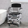 Bathroom Wheelchair, Commode Wheelchair, Rolling Shower Wheelchair with 4 Castor Wheels