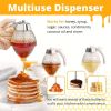 1pc Maple Syrup Dispenser - No Drip Honey Comb Shaped Honey Pot with 8oz Capacity and Storage Stand